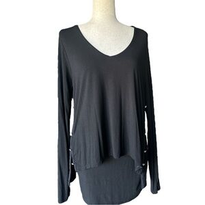 White House Black Market Black Top Asymmetrical Tunic Shirt Size M